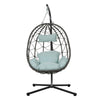 Indoor Outdoor Swing Egg Chair with Stand featuring plush cushions for comfort and relaxation.