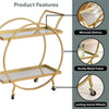 2 Tier Mobile Serving Trolley features mirrored shelves, sturdy metal frame, and locking swivel wheels for easy mobility.