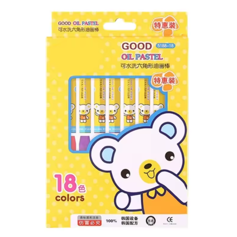 18 Color Washable Hexagonal Crayons