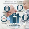 Smart Wifi Home Alarm System Kit components including remote controller, door sensor, SOS button, and PIR detector.