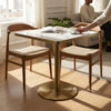 Square Marble Effect Dining Table with Gold Pedestal Base