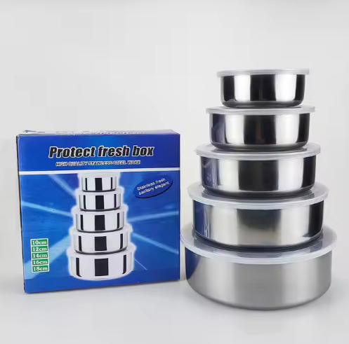Stainless Steel Food Storage Jar Set – 5-Piece Fresh-Keep Crisper