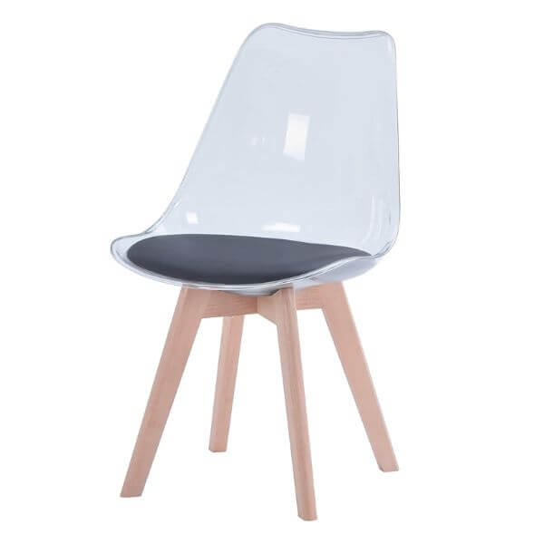 Perfect Dealz Transparent Acrylic Chair with Solid Wood