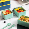 Two-Tier Leakproof Kids Lunch Box with assorted healthy meals in vibrant containers.