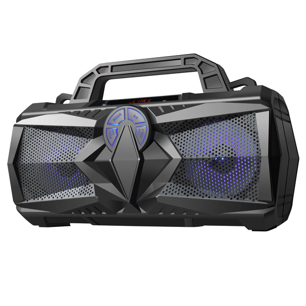 Portable Bluetooth Outdoor Speaker with LED Display showcasing rugged design and vibrant sound features.