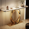 Luxury Marble Top Gold Console Table featuring elegant marble surface and stylish gold base, perfect for hallways or foyers.