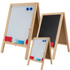 Wooden A-Frame Magnetic Whiteboard set featuring multiple sizes, ideal for displaying messages and reminders.