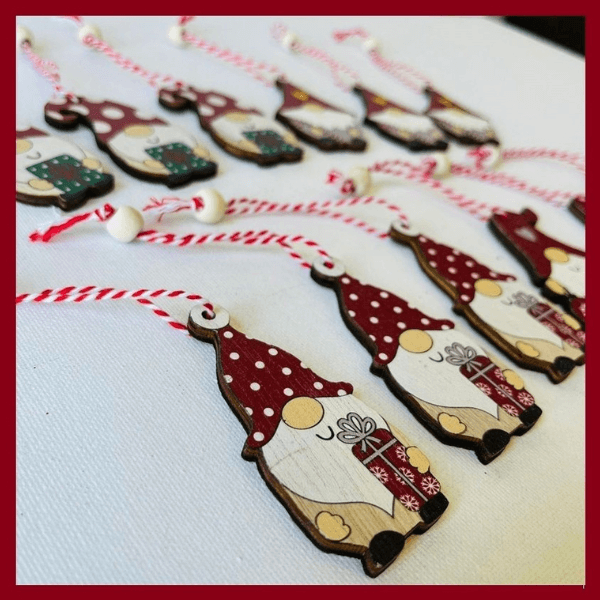 Wooden Gnome Ornament Set – 12-Piece