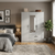 3 Door Wardrobe with Mirror and 2 Drawers in Light Grey in a stylish bedroom setting