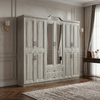 6-Door Mirrored Wardrobe with 2 Drawers designed with detailed doors and central mirror panels.
