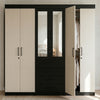 6 Door Wardrobe with Mirror and Drawers featuring a modern design and ample storage space for clothing.
