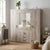 4 Door Wardrobe with Mirrors and 3 Drawers in a modern bedroom setting with hanging clothes and storage.