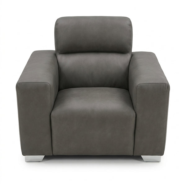 Grey Modern Accent Armchair with contemporary design and plush padding for comfort and style.