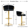 Adjustable Velvet Bar Stool with Woven Back and Gold Frame dimensions and sizes information.
