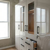 4-Door High Gloss Wardrobe with Drawers and Mirror Panels featuring sleek design and modern aesthetic.