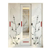 3 Sliding Door Wardrobe with Mirror and Decorative Panels features stylish floral design and practical storage.