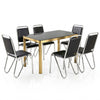 Black and Chrome 6 Seater Dining Table and Chair Set featuring a sleek design with polished chrome and black seating.