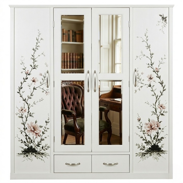 Multi Variant 4 Door Wardrobe with Mirrors and Drawers