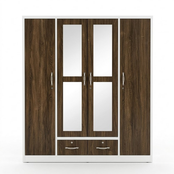 Multi Variant 4 Door Wardrobe with Mirrors and Drawers