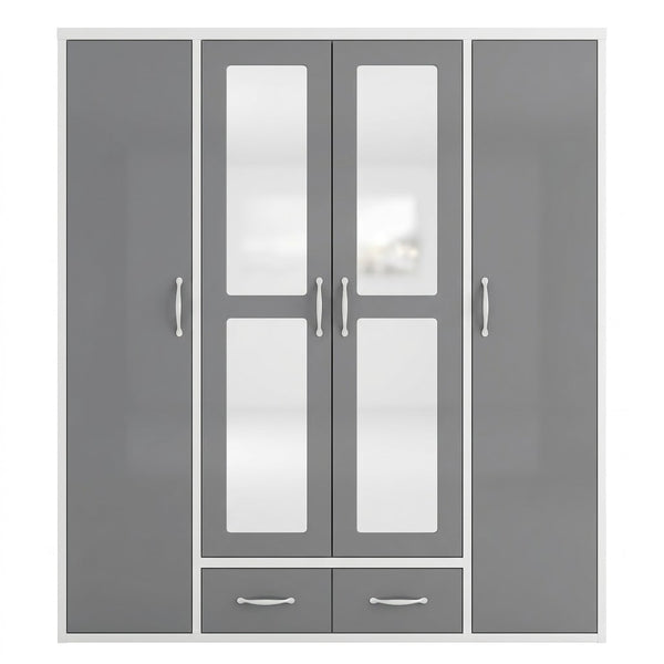 Multi Variant 4 Door Wardrobe with Mirrors and Drawers