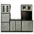 Solid Wood Kitchen Storage Cabinet featuring a sleek black and gray design with multiple storage compartments.