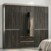 Suitable Bedroom Wardrobe Closet featuring dark wood finish and multiple storage compartments.