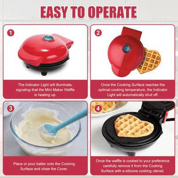 Perfect Dealz Compact Heart-Shaped Waffle Maker