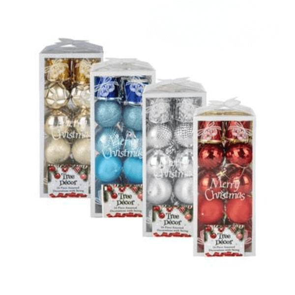 Perfect Dealz Festive Christmas Ornament Set 16pc Assorted