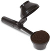 2 in 1 Coffee Scoop and Funnel, a black kitchen tool with a scoop and funnel combination for coffee grounds.
