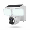 Solar Wall Light PTZ Camera with integrated solar panel and adjustable LED lights for outdoor security.