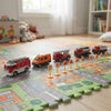 Die-Cast Model Alloy Cars Emergency Rescue Vehicle Gift Set displayed on a colorful play mat with toy traffic signs.