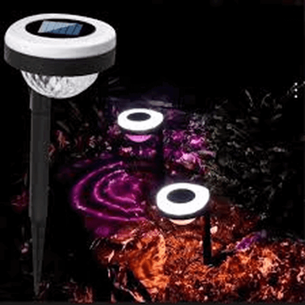 Intelligent Solar Garden Light illuminating garden pathways with decorative lighting in a night setting.
