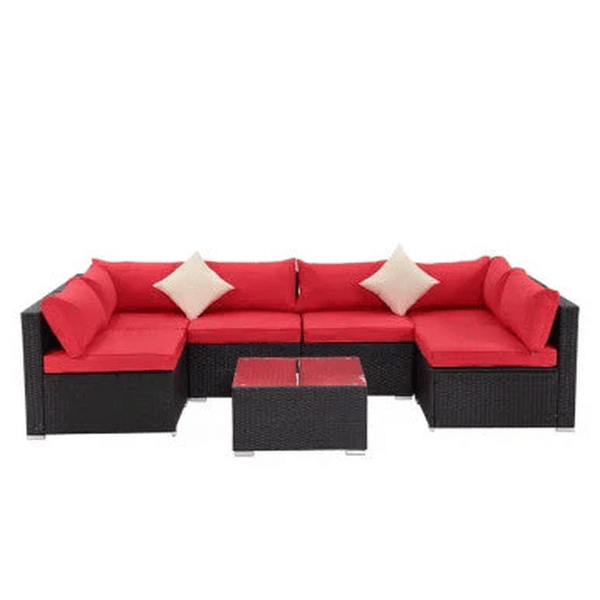 7 Piece Red Corner Patio Lounge Set image 2