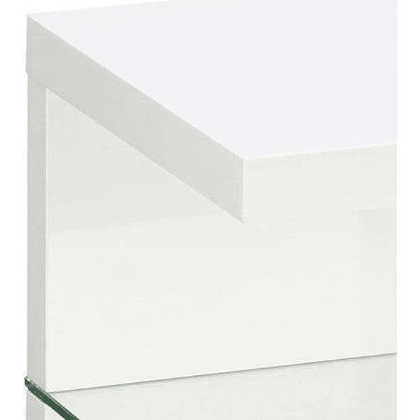 Perfect Dealz High Gloss White Side Table with Clear Glass Shelf