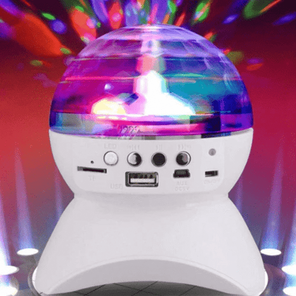 Wireless RGB Party Speaker with colorful LED lights and connectivity options for an energetic party atmosphere.