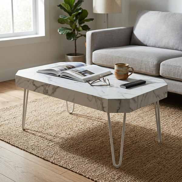 Faux Marble Octagonal Mini Coffee Table