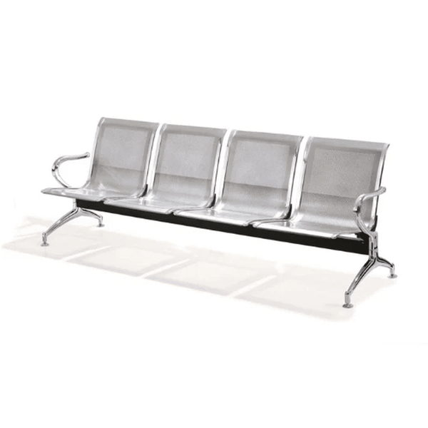 4 Seater Silver Office Bench image 1