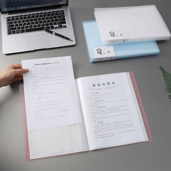 40 Pockets A4 Morandi Color Document Folder Plastic Presentation Book image 2