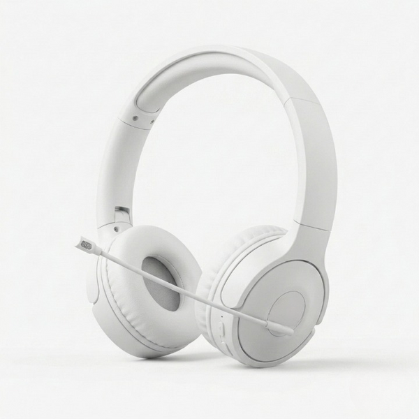 Wireless Noise Cancelling Over-Ear Headphones with a sleek white design and comfortable fit.
