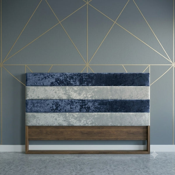 Modern Striped Upholstered Headboard with Wooden FrameModern Striped Upholstered Headboard with Wooden Frame