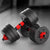 40kg Indoor Gym Weightlifting Adjustable Barbell & Dumbbells set 30kg Indoor Gym Weightlifting Adjustable Barbell & Dumbbells set 20kg Indoor Gym Weightlifting Adjustable Barbell & Dumbbells stacked with weights in black and red design.