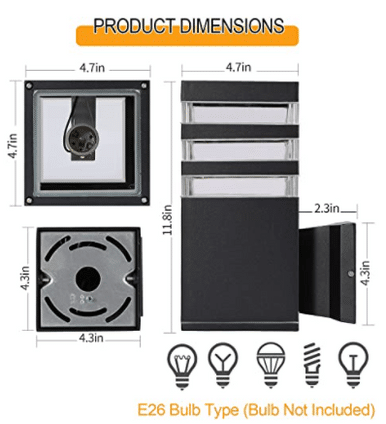 Perfect Dealz Modern Waterproof Square Outdoor Wall Lighting Lamp
