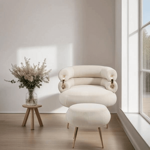 Perfect Dealz Velvet Ease Lounge Chair & Ottoman Set
