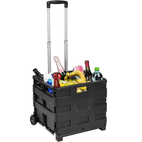 Perfect Dealz 50L Black Collapsible Rolling Utility Crate