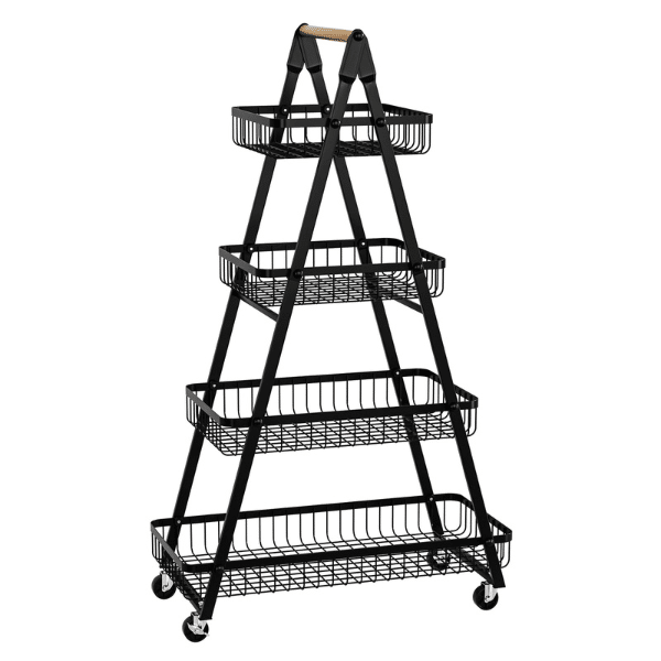 Perfect Dealz 4 Tier Fruit Vegetable Storage Rack with Wheels