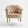 Luxury Tufted Velvet Barrel Dining Chair featuring a plush tufted design and golden legs.