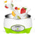 Yogurt Maker with vibrant fruits splashing into the bowl, showcasing homemade yogurt preparation.
