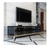 Living Room Modern Entertainment Unit TV Stand with sleek black design and gold accents in a contemporary lounge.