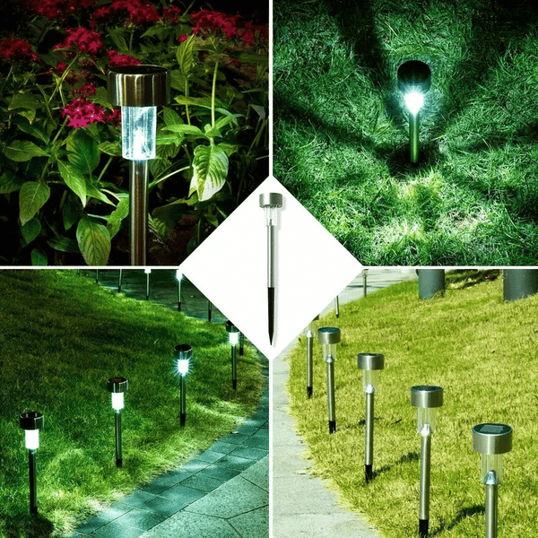 10 Pcs Stainless Steel Solar Pathway Lights for Garden & Yard image 4