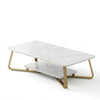 Modern 2-Tier Marble Coffee Table with Gold Frame